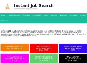 How instantjobsearch.in looks like on a tablet such as an iPad.