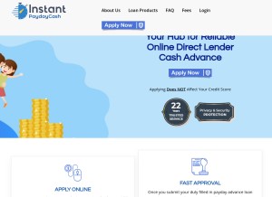 How instantpaydaycash.com looks like on a tablet such as an iPad.