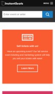 How instantseats.com looks like on a mobile device such as an iPhone.