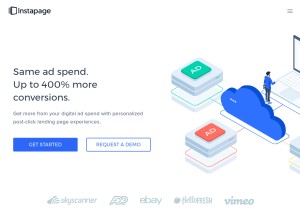 How instapage.com looks like on a tablet such as an iPad.