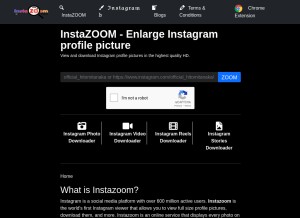 How instazoom.mobi looks like on a tablet such as an iPad.
