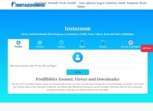 How instazoomhd.net looks like on a tablet such as an iPad.