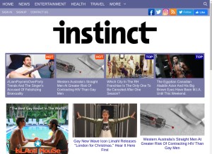 How instinctmagazine.com looks like on a tablet such as an iPad.