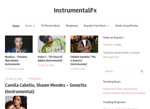 How instrumentalfx.co looks like on a tablet such as an iPad.