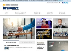 How insurancebusinessmag.com looks like on a tablet such as an iPad.