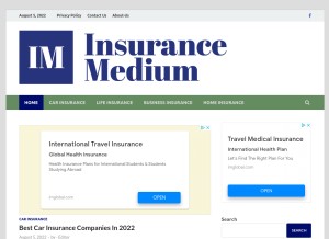 How insurancemedium.com looks like on a tablet such as an iPad.