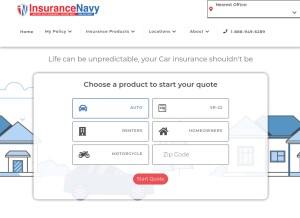 How insurancenavy.com looks like on a tablet such as an iPad.