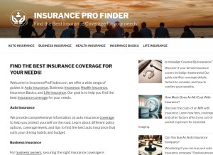 How insuranceprofinder.com looks like on a tablet such as an iPad.