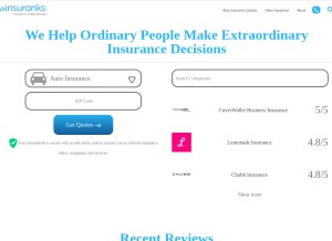 How insuranks.com looks like on a tablet such as an iPad.