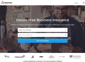 How insureon.com looks like on a tablet such as an iPad.