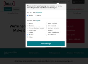 How intact.ca looks like on a tablet such as an iPad.