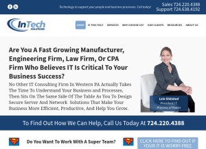 How intechit.net looks like on a tablet such as an iPad.