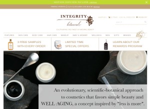 How integritybotanicals.com looks like on a tablet such as an iPad.