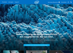 How intel.de looks like on a tablet such as an iPad.
