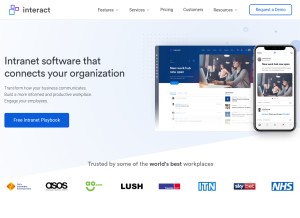 How interact-intranet.com looks like on a tablet such as an iPad.