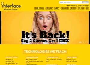 How interfacett.com looks like on a tablet such as an iPad.