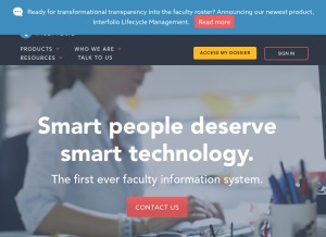 How interfolio.com looks like on a tablet such as an iPad.