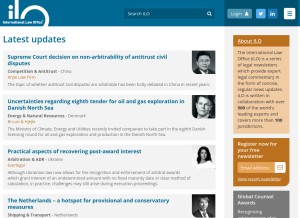 How internationallawoffice.com looks like on a tablet such as an iPad.