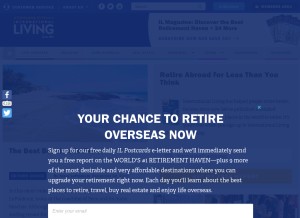 How internationalliving.com looks like on a tablet such as an iPad.