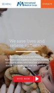 How internationalmedicalcorps.org looks like on a mobile device such as an iPhone.