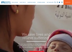 How internationalmedicalcorps.org looks like on a tablet such as an iPad.