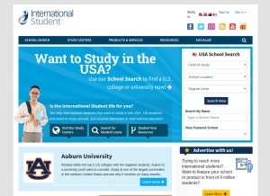 How internationalstudent.com looks like on a tablet such as an iPad.