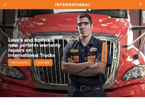How internationaltrucks.com looks like on a tablet such as an iPad.