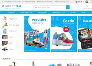 How internet-toys.com looks like on a tablet such as an iPad.