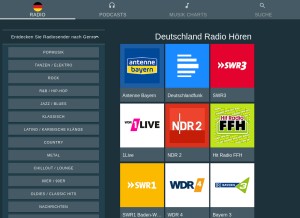 How internetradio-horen.de looks like on a tablet such as an iPad.