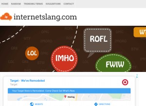 How internetslang.com looks like on a tablet such as an iPad.
