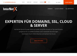 How internetx.de looks like on a tablet such as an iPad.