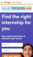 How internships.com looks like on a mobile device such as an iPhone.