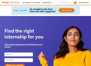 How internships.com looks like on a tablet such as an iPad.