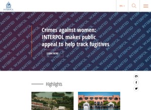 How interpol.int looks like on a tablet such as an iPad.