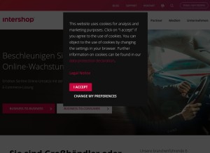 How intershop.de looks like on a tablet such as an iPad.