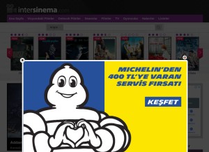 How intersinema.com looks like on a tablet such as an iPad.