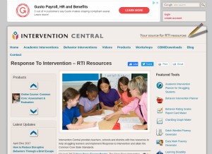 How interventioncentral.org looks like on a tablet such as an iPad.