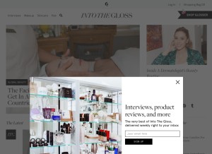 How intothegloss.com looks like on a tablet such as an iPad.