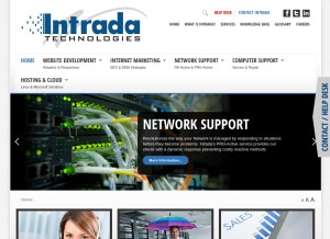 How intradatech.com looks like on a tablet such as an iPad.