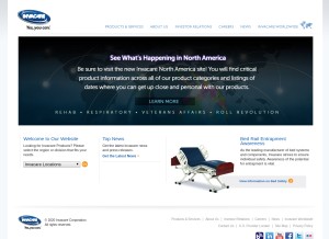 How invacare.com looks like on a tablet such as an iPad.