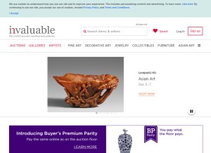 How invaluable.com looks like on a tablet such as an iPad.