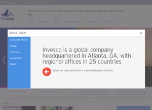 How invesco.com looks like on a tablet such as an iPad.