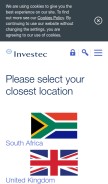 How investec.com looks like on a mobile device such as an iPhone.
