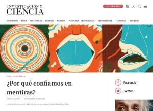 How investigacionyciencia.es looks like on a tablet such as an iPad.