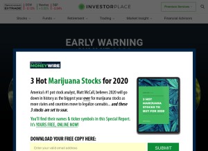 How investorplace.com looks like on a tablet such as an iPad.