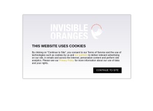 How invisibleoranges.com looks like on a tablet such as an iPad.