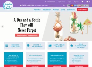 How invitationinabottle.com looks like on a tablet such as an iPad.