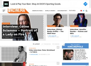 How ioncinema.com looks like on a tablet such as an iPad.
