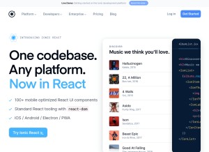 How ionicframework.com looks like on a tablet such as an iPad.