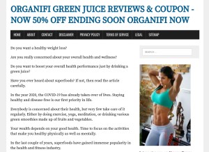 How iorganifireviews.com looks like on a tablet such as an iPad.